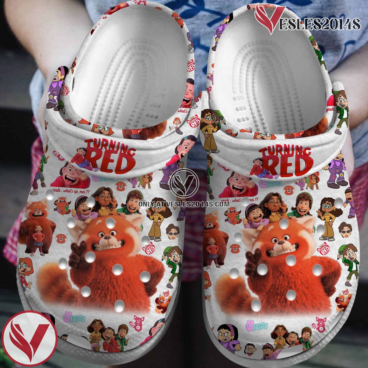 Turning Red Cartoon Crocs Crocband Clogs Shoes Comfortable For Men Women and Kids, Unique Gift From Vesles2014S