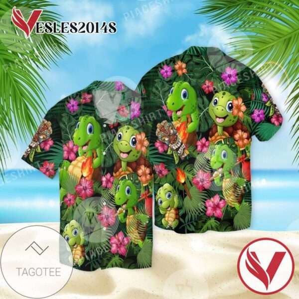 Turtle 3 For Men And Women Graphic Print Short Sleeve Hawaiian Casual Shirt Vesles2014S
