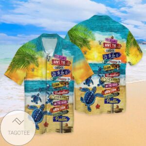 Turtle Beach You Always have The Choice To be Happy Learn To Understand The Bump Graphic Print Short Sleeve Hawaiian Casual Shirt Vesles2014S 1