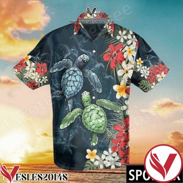 Turtles Flowers Hawaiian Shirt, Unique Gifts For Friends - Vesles2014S 1