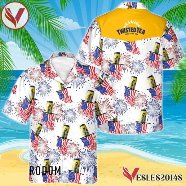 Twisted Tea American Flag Fireworks Hawaiian Shirt, Best Summer Gifts For Fans - Vesles2014S