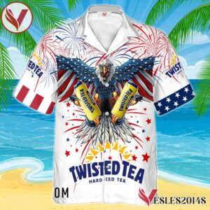 Twisted Tea Eagle Fireworks Independence Day Hawaiian Shirt, Best Summer Gifts For Fans - Vesles2014S 1