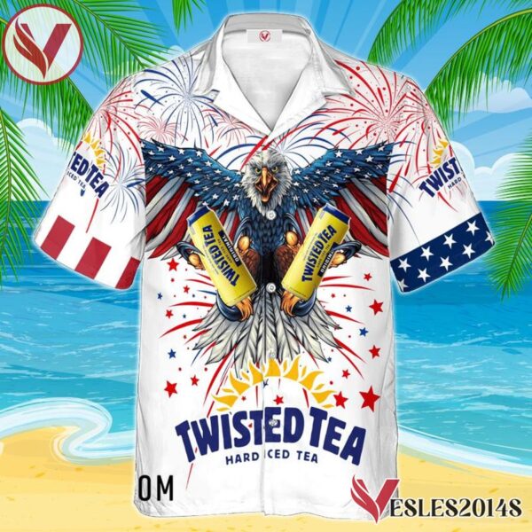 Twisted Tea Eagle Fireworks Independence Day Hawaiian Shirt, Best Summer Gifts For Fans - Vesles2014S 1