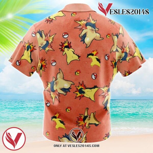 Typhlosion Pattern Pokemon Hawaiian Button Up Shirt, Perfect Gifts For Anime Lovers - Vesles2014S 1