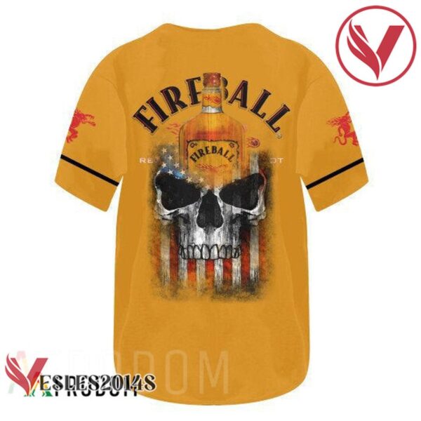 US Flag Black Skull Fireball Cinnamon Whisky Baseball Jersey, Perfect Gifts For Fans - Vesles2014S 3