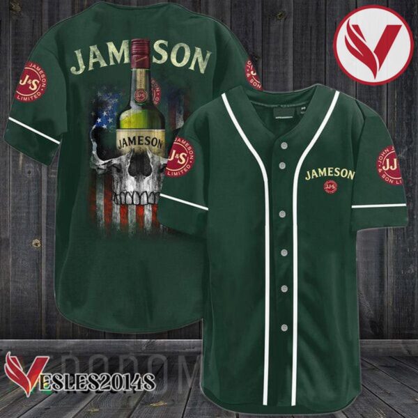 US Flag Black Skull Jameson Baseball Jersey, Perfect Gifts For Fans - Vesles2014S