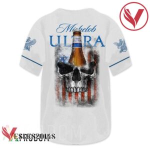 US Flag Black Skull Michelob ULTRA Baseball Jersey, Perfect Gifts For Fans - Vesles2014S 3