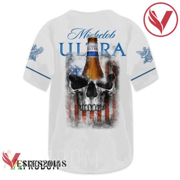 US Flag Black Skull Michelob ULTRA Baseball Jersey, Perfect Gifts For Fans - Vesles2014S 3