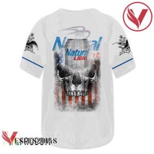 US Flag Black Skull Natural Light Baseball Jersey, Perfect Gifts For Fans - Vesles2014S 3