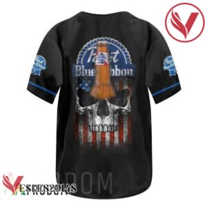 US Flag Black Skull Pabst Blue Ribbon Baseball Jersey, Perfect Gifts For Fans - Vesles2014S 3