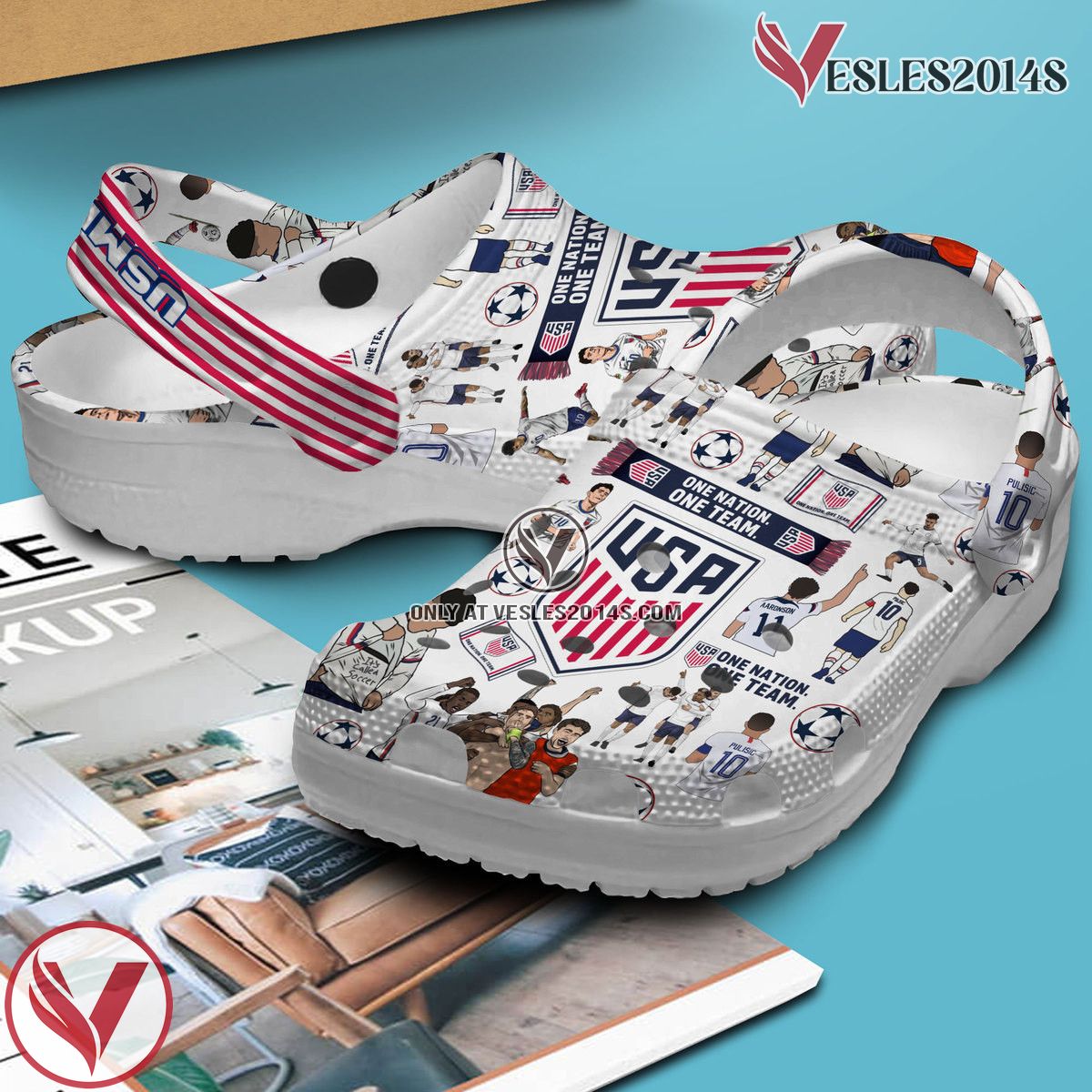 US Men’s National Soccer Team Premium Crocs Crocband Clogs Shoes Comfortable For Men Women and Kids, Unique Gift From Vesles2014S 3