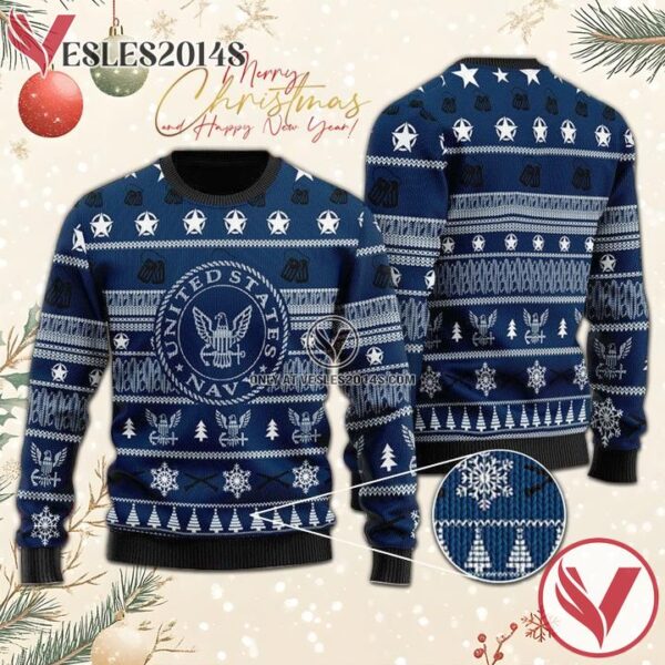 US Navy Christmas Sweater, Unique Winter Outfits For Fans - Vesles2014S  1
