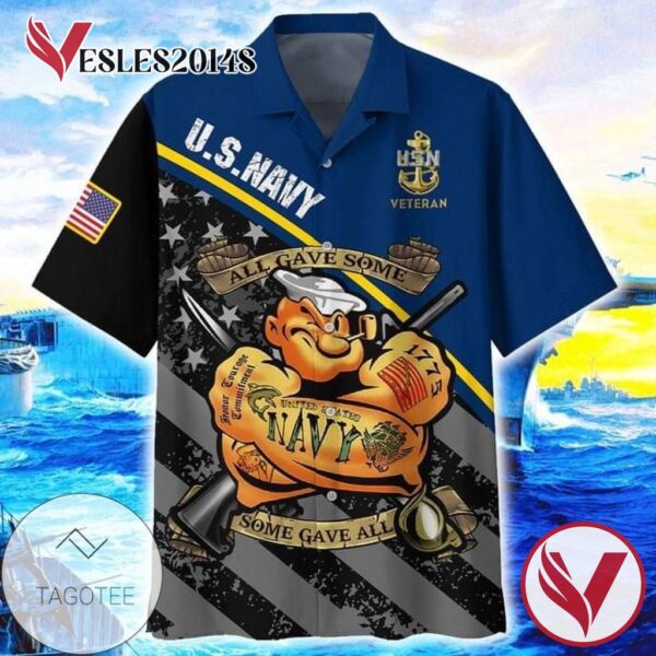 US Navy Veteran All Gave Some Hawaiian Graphic Print Short Sleeve Hawaiian Casual Shirt Vesles2014S 1