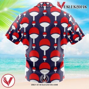 Uchiha Clan Crest Naruto Shippuden Hawaiian Button Up Shirt, Perfect Gifts For Anime Lovers - Vesles2014S 2