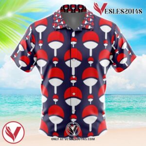 Uchiha Clan Crest Naruto Shippuden Hawaiian Button Up Shirt, Perfect Gifts For Anime Lovers - Vesles2014S