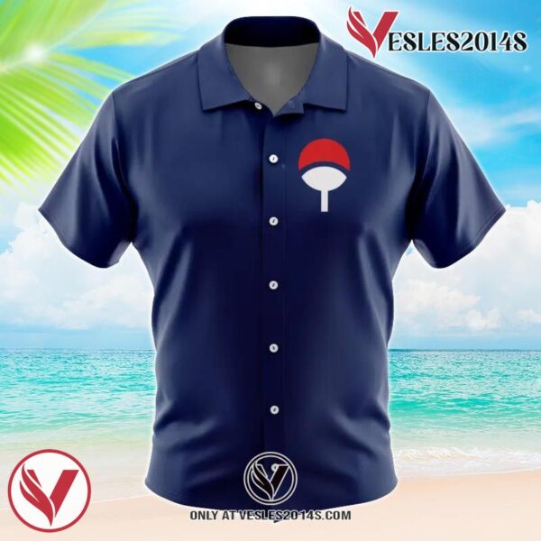 Uchiha Clan Naruto Hawaiian Button Up Shirt, Perfect Gifts For Anime Lovers - Vesles2014S