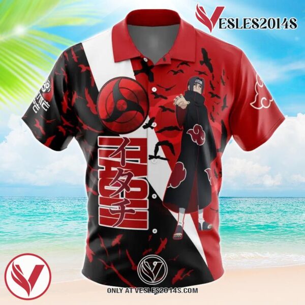 Uchiha Itachi Naruto Shippuden Hawaiian Button Up Shirt, Perfect Gifts For Anime Lovers - Vesles2014S