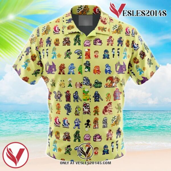 Ultimate Roster Super Smash Bros Hawaiian Button Up Shirt, Perfect Gifts For Anime Lovers - Vesles2014S
