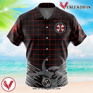 Umbrella Corp Resident Evil Hawaiian Button Up Shirt, Perfect Gifts For Anime Lovers - Vesles2014S