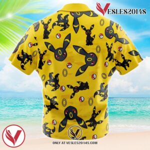 Umbreon Pattern Pokemon Hawaiian Button Up Shirt, Perfect Gifts For Anime Lovers - Vesles2014S 1