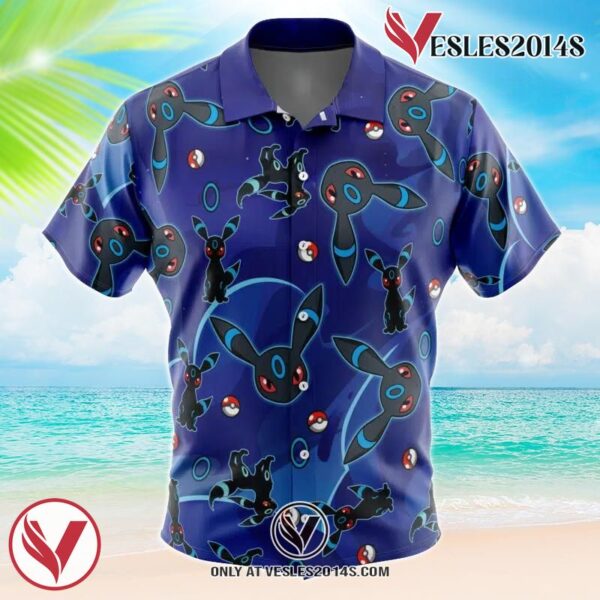 Umbreon Shiny Pattern Pokemon Hawaiian Button Up Shirt, Perfect Gifts For Anime Lovers - Vesles2014S 1