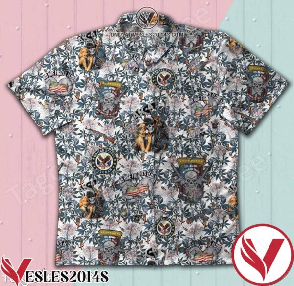 United States Veteran Skull No One Fights Alone Hawaiian Shirt, Unique Gifts For Friends - Vesles2014S 1