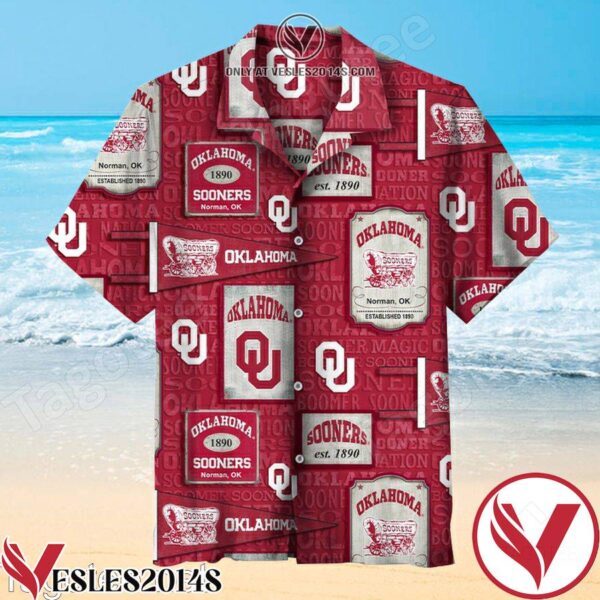 University Of Oklahoma Sooners 1890 With Vintage Pennant Print Red Hawaiian Shirt, Unique Gifts For Friends - Vesles2014S 1