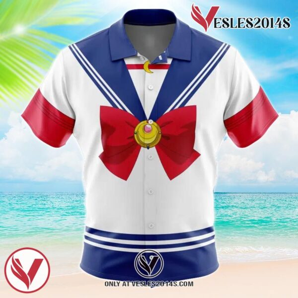 Usagi Tsukino Sailor Moon Hawaiian Button Up Shirt, Perfect Gifts For Anime Lovers - Vesles2014S