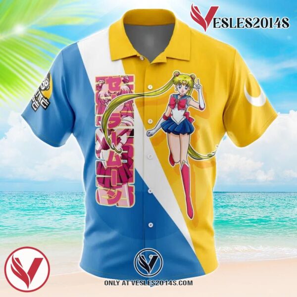 Usagi Tsukino Sailor Moon Hawaiian Button Up Shirt, Perfect Gifts For Anime Lovers - Vesles2014S tOM