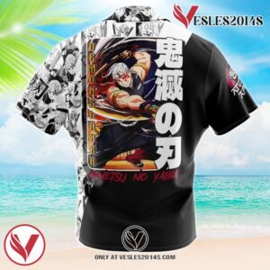 Uzui Tengen Manga Collage Demon Slayer Hawaiian Button Up Shirt, Perfect Gifts For Anime Lovers - Vesles2014S 1