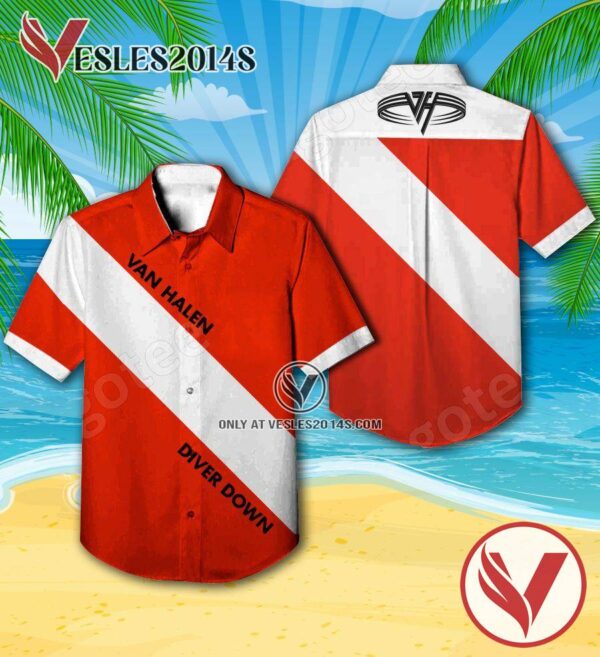 Van Halen Diver Down Album Cover Hawaiian Shirt, Unique Gifts For Music Lovers - Vesles2014S