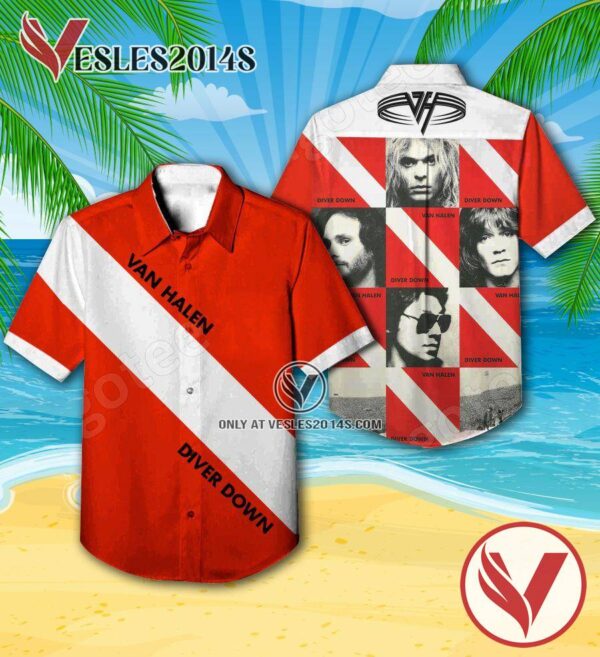 Van Halen Diver Down Album Cover Style 2 Hawaiian Shirt, Unique Gifts For Music Lovers - Vesles2014S