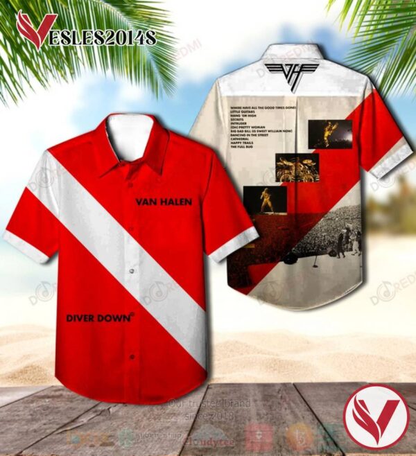Van Halen Diver Down Album Hawaiian Shirt, Best Gift For Music Lovers Vesles2014S