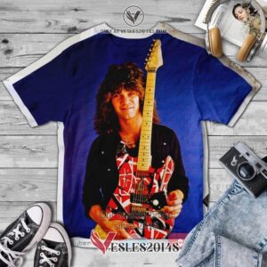 Van Halen Eddie blue Album 3D T-Shirt, Unique Gifts For Music Lovers - Vesles2014S