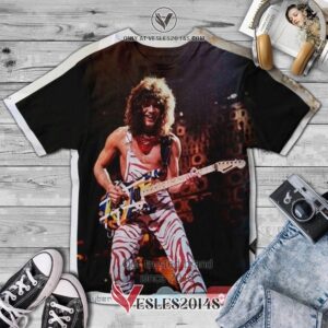 Van Halen Eddie playing guitar black Album 3D T-Shirt, Unique Gifts For Music Lovers - Vesles2014S