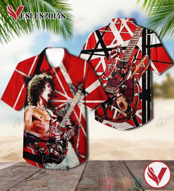 Van Halen Electric Guitar Album Hawaiian Shirt, Best Gift For Music Lovers Vesles2014S