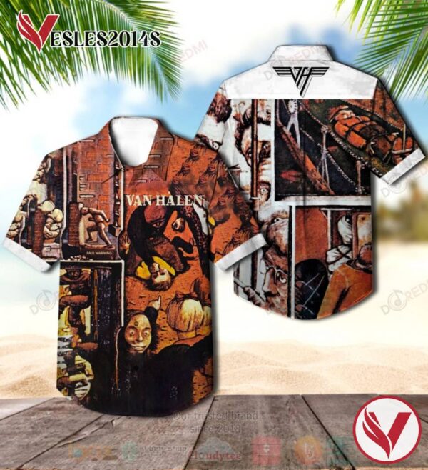 Van Halen Fair Warning Album Brown Hawaiian Shirt, Best Gift For Music Lovers Vesles2014S