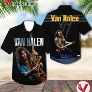 Van Halen Rock Guitar Album Hawaiian Shirt, Best Gift For Music Lovers Vesles2014S