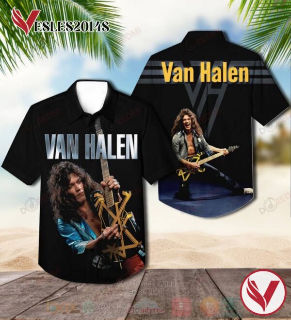 Van Halen Rock Guitar Album Hawaiian Shirt, Best Gift For Music Lovers Vesles2014S