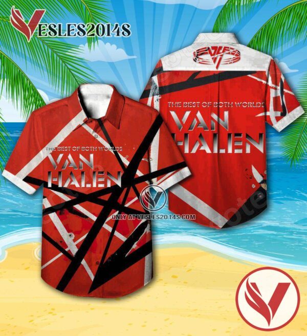 Van Halen The Best Of Both Worlds Album Cover Style 2 Hawaiian Shirt, Unique Gifts For Music Lovers - Vesles2014S
