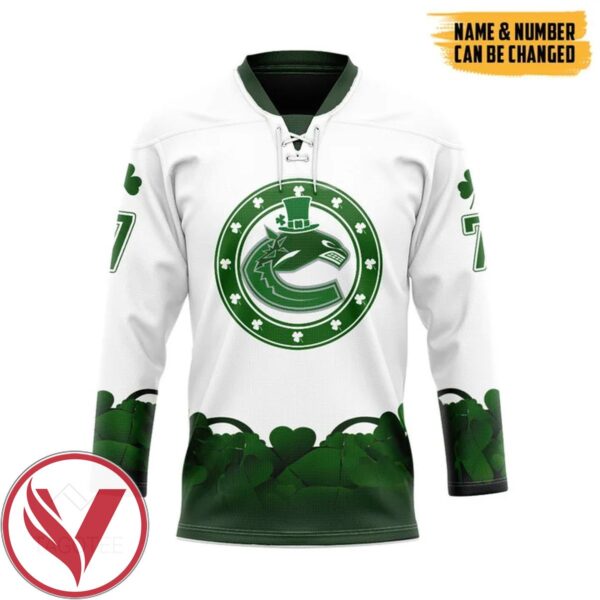 Vancouver Canucks 2022 St Patrick Day Custom Name Custom Number Hockey Jersey, Trending Gifts For Fans - Vesles2014s 1