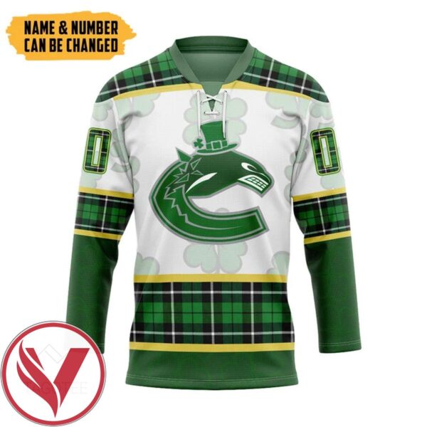 Vancouver Canucks Game St Patrick Day Custom Name Custom Number Hockey Jersey, Trending Gifts For Fans - Vesles2014s