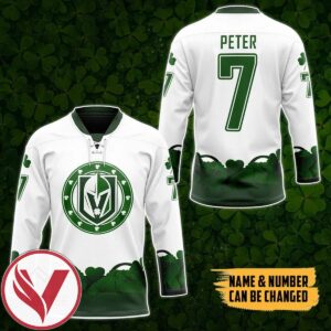 Vegas Golden Knights 2022 St Patrick Day Custom Name Custom Number Hockey Jersey, Trending Gifts For Fans - Vesles2014s