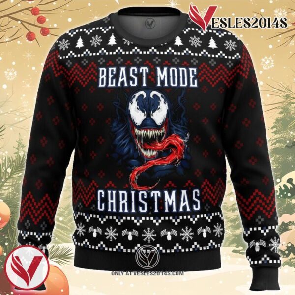 Venom Beast Mode Christmas Ugly Christmas Sweater, Unique Christmas Gift For Fans - Vesles2014S