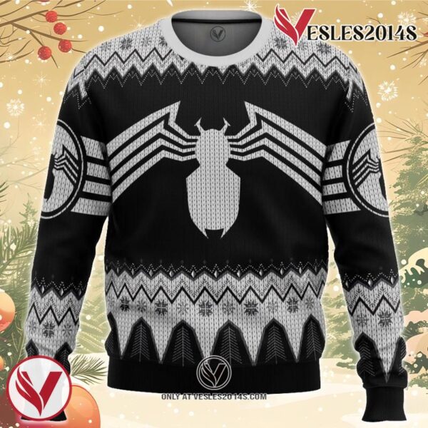 Venom Marvel Venom Symbol Ugly Christmas Sweater, Unique Christmas Gift For Fans - Vesles2014S