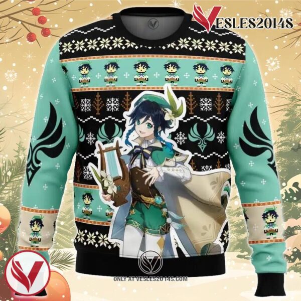 Venti Genshin Impact Ugly Christmas Sweater, Unique Christmas Gift For Fans - Vesles2014S