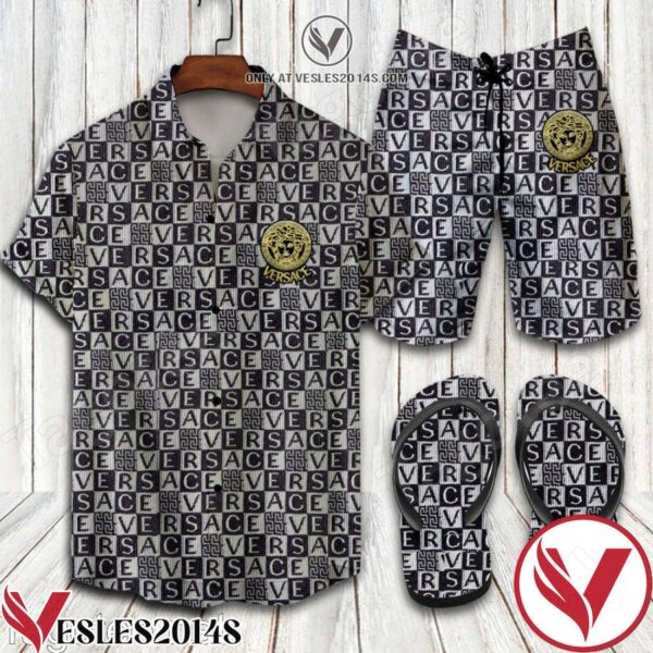 Versace 2022 With Print Versace Combo Hawaiian Shirt, Beach Shorts And Flip Flop, Unique Gifts For Friends - Vesles2014S 1