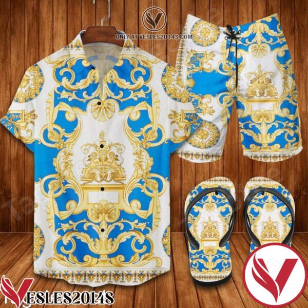 Versace Barocco Combo Hawaiian Shirt, Beach Shorts And Flip Flop, Unique Gifts For Friends - Vesles2014S 1