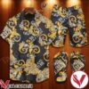 Versace Couture Combo Hawaiian Shirt, Beach Shorts And Flip Flop, Unique Gifts For Friends - Vesles2014S 1