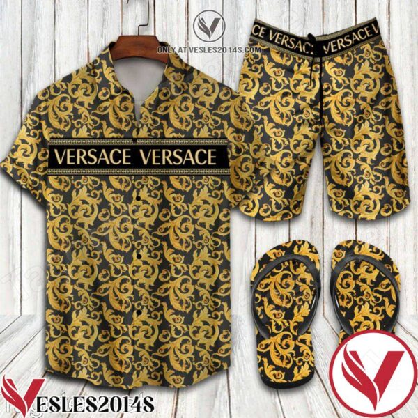 Versace Pattern Combo Hawaiian Shirt, Beach Shorts And Flip Flop, Unique Gifts For Friends - Vesles2014S 1